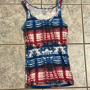 Faded Glory Red, White, and Blue Tie-Dye Tank Top